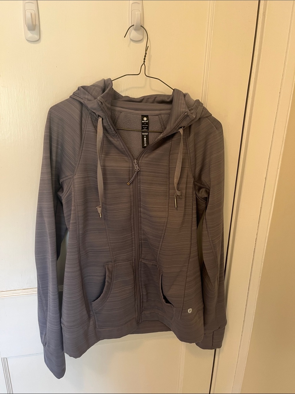 90 Degree By Reflex Gray Full-Zip Hooded Utility Jacket